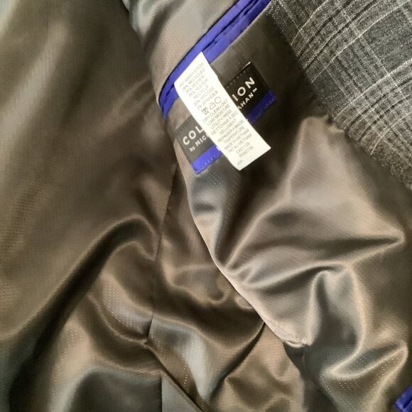 Michael Strahan Size 40 Regular Plaid Modern Fit Stretch Mens Gray Blazer. New - Picture 10 of 12